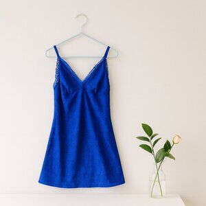 Arabella Amore Women’s XL Blue Lace Slip Dress Nightgown Made in Italy Sexy Chic